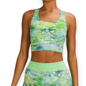 Lululemon Stash It Bra Limited Edition Green Floral Longline Medium Support  6